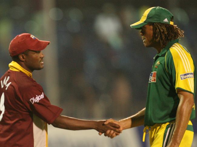 Andrew Symonds and Brian Lara. Photo – David Kapernick