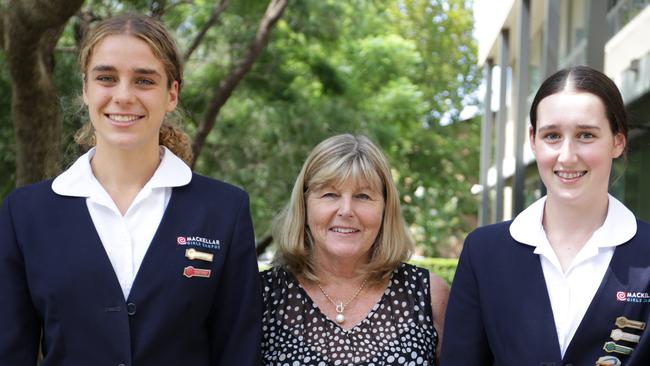 Northern Beaches Secondary College, Mackellar Girls Campus School Captain (L to R) Milla Papallo, School Principal Christine Del Gallo and School Captain Hana Greuter sharing their vision for 2021. Picture: Stephen Henne