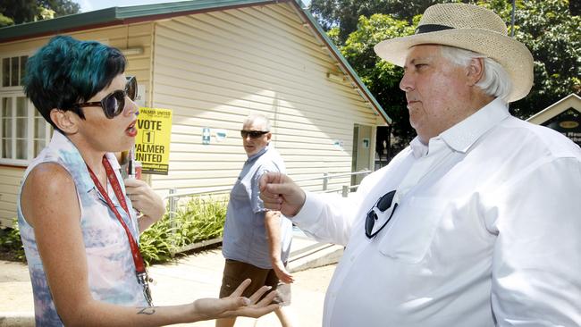 Clive Palmer chats with a constituent at Buderim on the weekend. Picture: Megan Slade