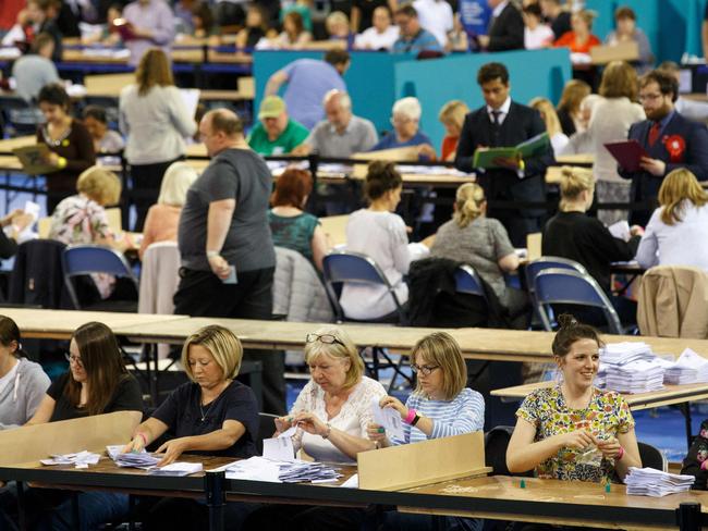 Ballots are counted at the Glasgow count centre at the Emirates Arena. Picture: Robert Perry