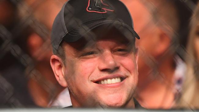 Matt Damon ringside at Rod Laver Arena on Sunday. Picture: Quinn Rooney/Getty Images