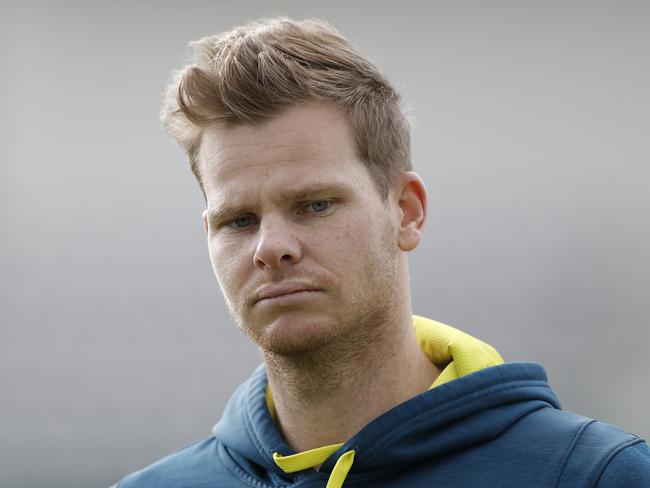 LEEDS, ENGLAND - AUGUST 20: Steve Smith of Australia looks on during the Australia Nets session at Headingley on August 20, 2019 in Leeds, England. (Photo by Ryan Pierse/Getty Images)