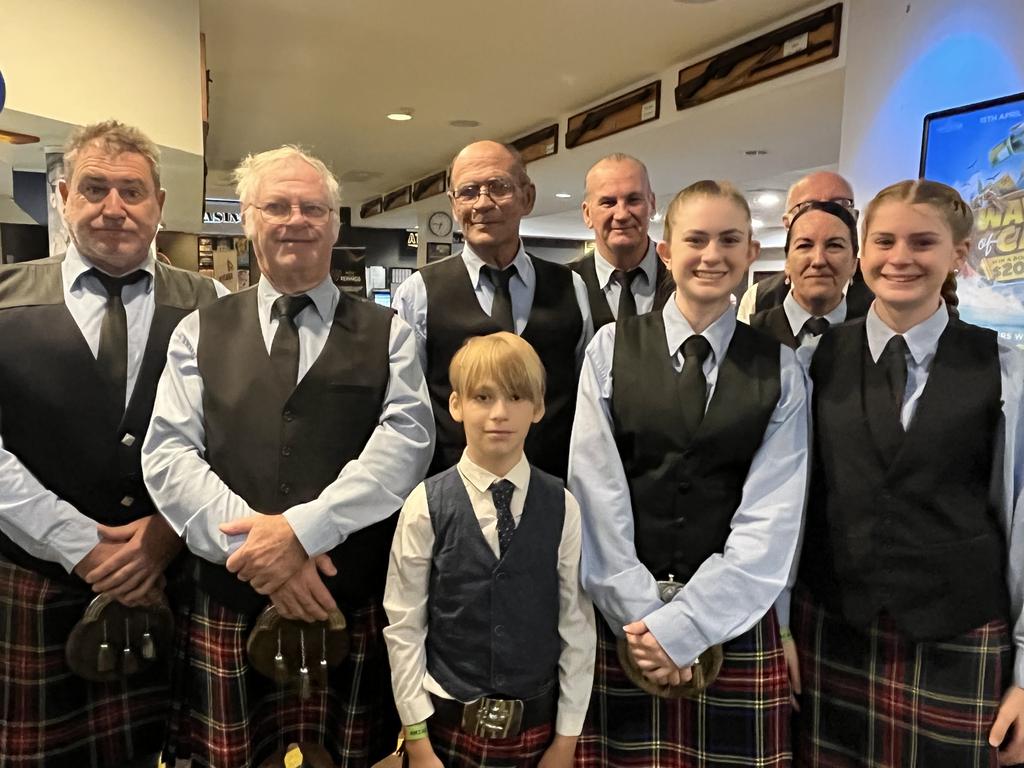 The Maryborough RSL Pipe Band at the gunfire breakfast.