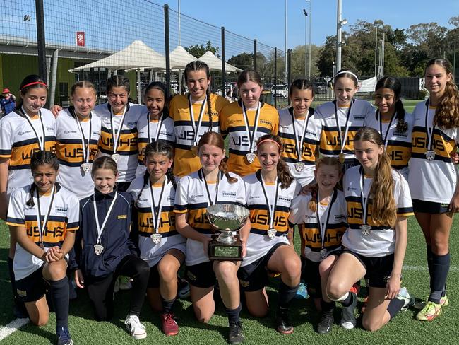 Westfields Sports High won the Bill Turner Trophy after they defeated Central Coast Sports High in the final. Picture: Alex Pichaloff