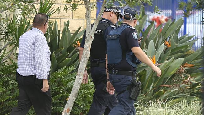 Police comb Saint Stephen’s College after the overdose. Picture Glenn Hampson