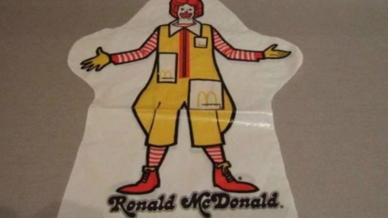 Other toys included plastic gloves, featuring Ronald McDonald, which could be used as puppets. Picture: Bored Panda