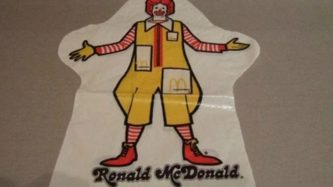 Other toys included plastic gloves, featuring Ronald McDonald, which could be used as puppets. Picture: Bored Panda