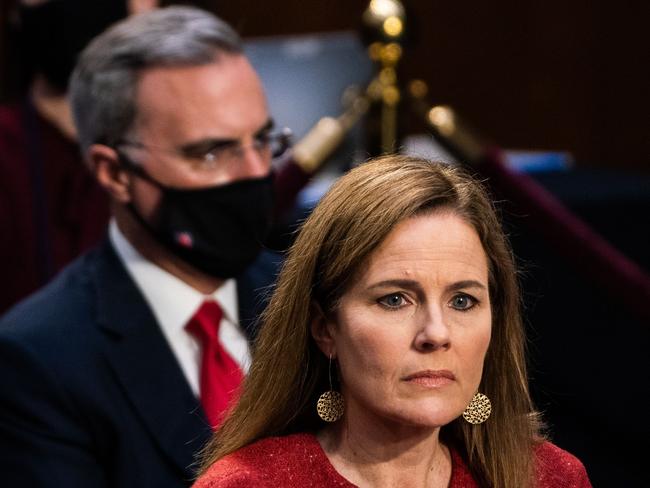 Judge Amy Coney Barrett listens during her confirmation hearing before the Senate. Picture: AFP J