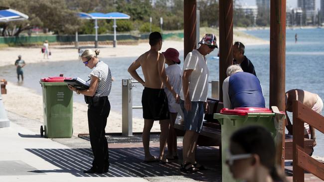 Detectives at the scene of the drowning. Picture: NIGEL HALLETT