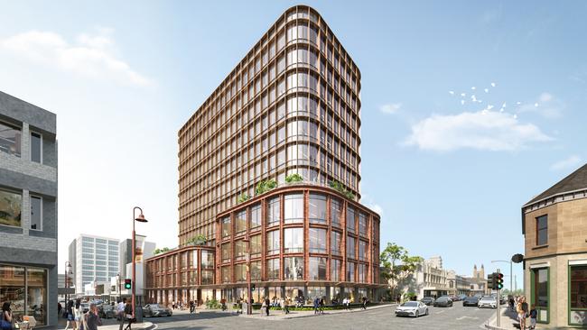 Artist's impression of the 12-storey development on the corner of Liverpool and Harrington streets, designed by architects, Gray Puksand for Techne Invest. Picture: Supplied