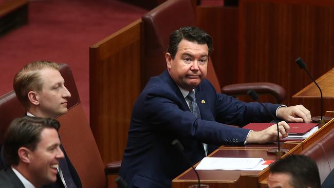 Senator Dean Smith and Senator James Paterson in Parliament on Monday. Picture: Kym Smith