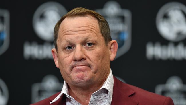 Queensland coach Kevin Walters talks to the media after Game One. Picture: AAP