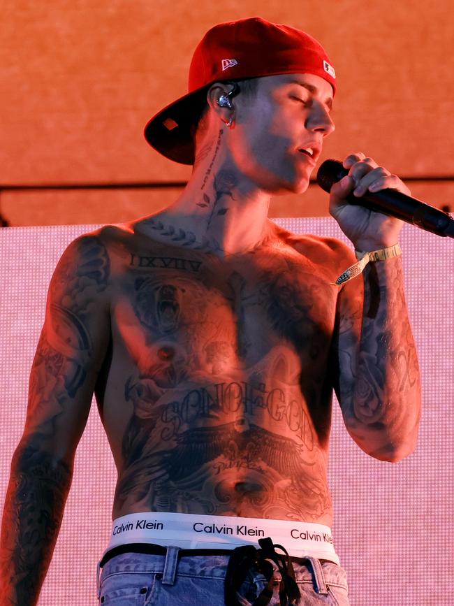 Justin Bieber collaborated with Ed Sheeran on his 2019 hit I Don’t Care. Picture: Kevin Winter/Getty Images for Coachella