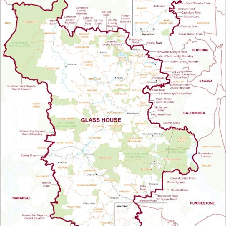 Glass House, in the Sunshine Coast hinterland, is held by the LNP with a 3.4 per cent margin. Picture: ECQ