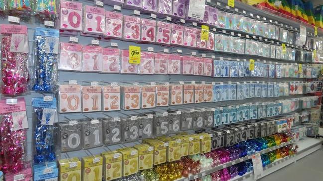 The balloon selection at Choice The Discount Store covers an entire wall, Hervey Bay.