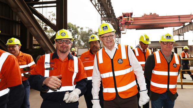 Prime Minister Anthony Albanese tours the Whyalla steelworks.. NCA NewsWire / David Mariuz