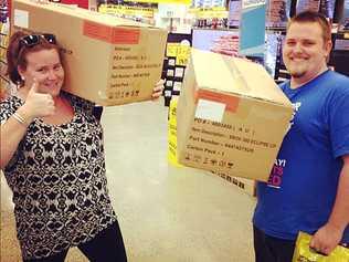 Monique Wilson and Mitchell Jenkins from tweed heads pick up their care packages for Call of Duty Photo Contributed. Picture: Contributed