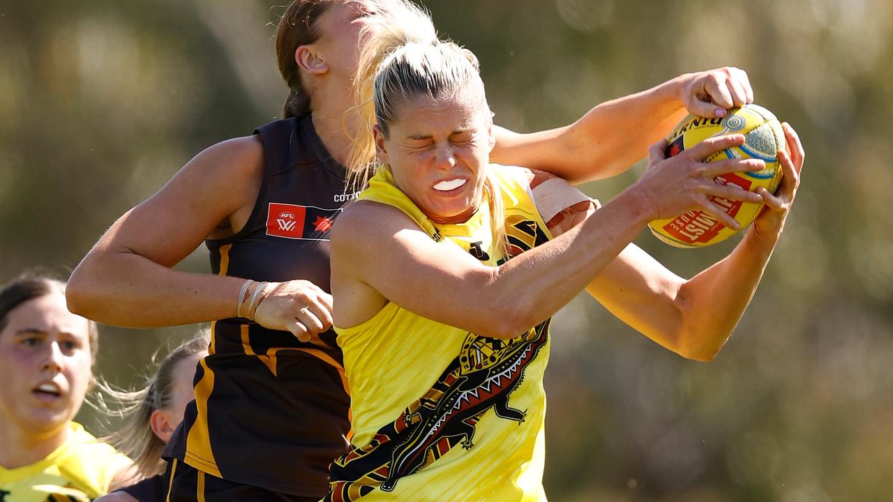 Richmond captain Katie Brennan says the Tigers have a number of forward options to stretch Port Adelaide in Sunday’s elimination final at Alberton Oval. Picture: Michael Willson / Getty Images