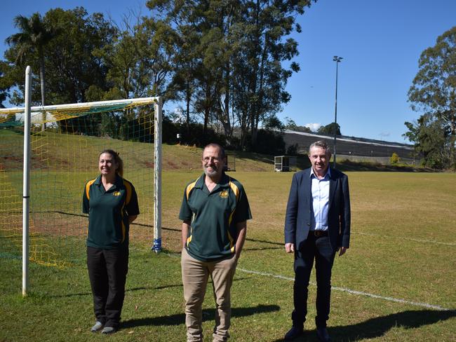 FOOTBALL: Page MP Kevin Hogan with Dunoon Football Club vice-president Liz Vickers and secretary Rob Gatt