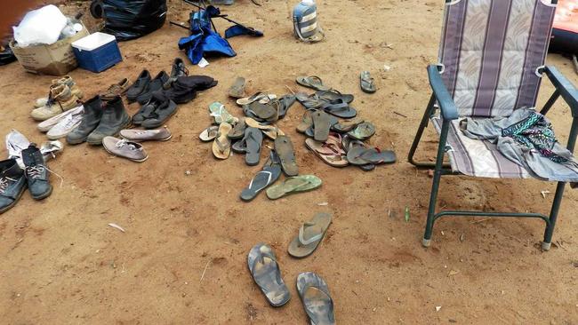 The leftover thongs from New Years Eve 'doof' at Busby Flat, out of Casino. Picture: Susanna Freymark