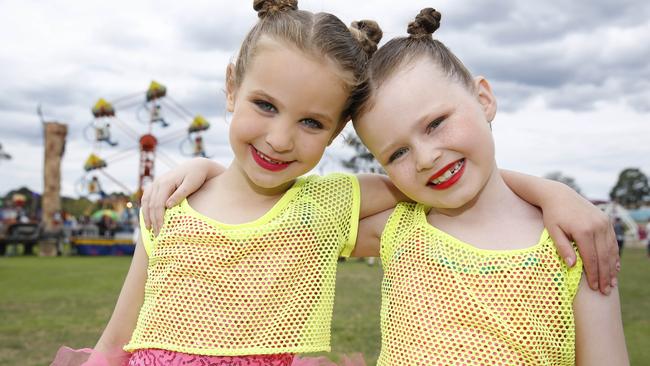 Selina Porracin, 6, and Grace Heylbut, 7, at the OBF on Saturday. Pictures: David Swift