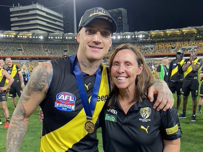 Emma Murray with Dustin Martin after Richmond’s 2020 premiership.