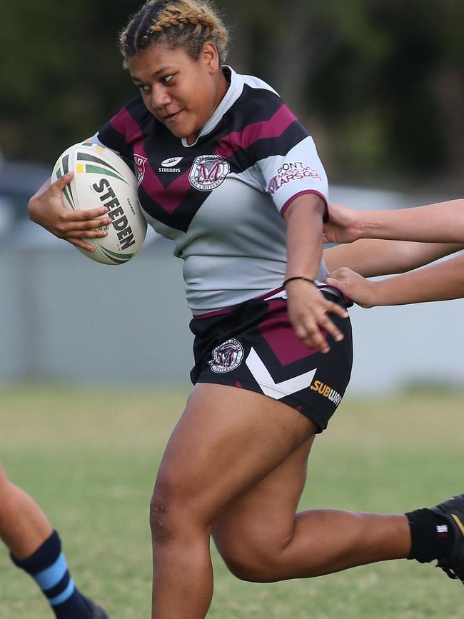 Marsden’s Lorain Lacudru breaks through the Marymount defence. Picture: Glenn Hampson