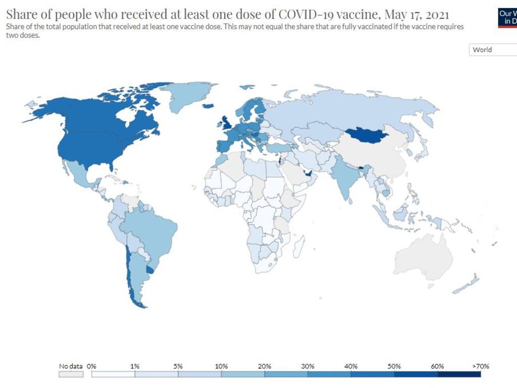 Australia is well behind many developed nations. Picture: World In Data