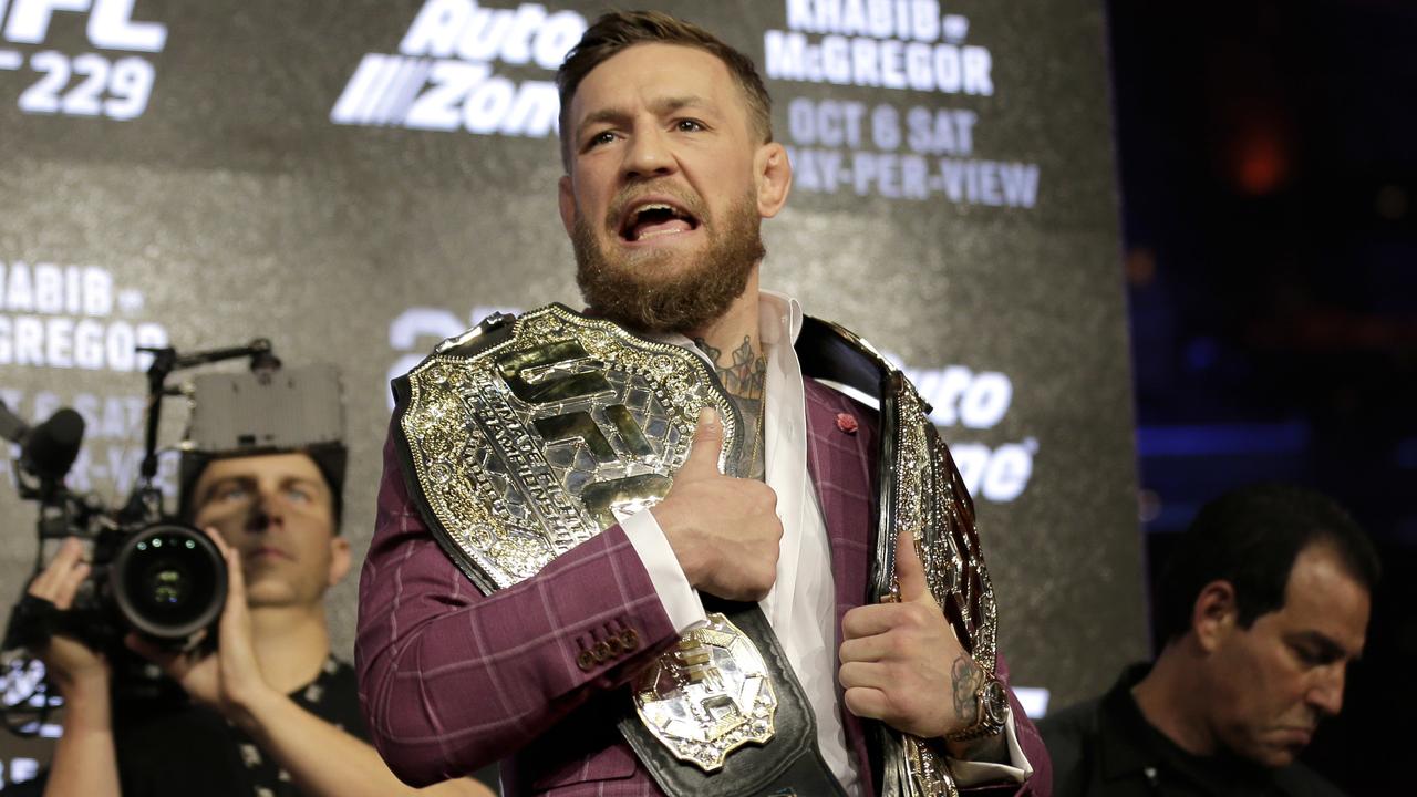 Conor McGregor poses for a picture during a news conference in New York, Thursday, Sept. 20, 2018. McGregor is returning to UFC after a two-year absence. He fights undefeated Khabib Nurmagomedov on Oct. 6. (AP Photo/Seth Wenig)