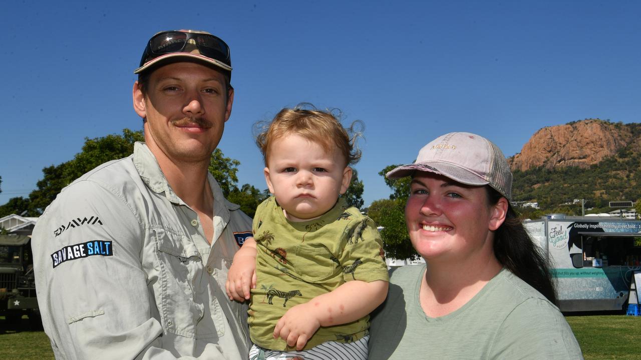 Legacy Centenary Torch Relay and community day at Jezzine Barracks. Jason Smith and Taylah McAuley with Jasper, 1. Picture: Evan Morgan