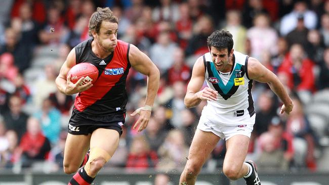 Sam Lonergan runs out of the middle for Essendon in 2012. Picture Chris Scott