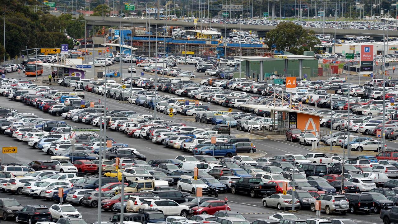 The long term car park at Melbourne Airport was almost full the day school holidays started. Picture: NCA NewsWire / Andrew Henshaw