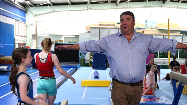 Minister Kerry Vincent shows off his prowess at the Hobart Gymnastics Academy on Friday, January 10, 2025.