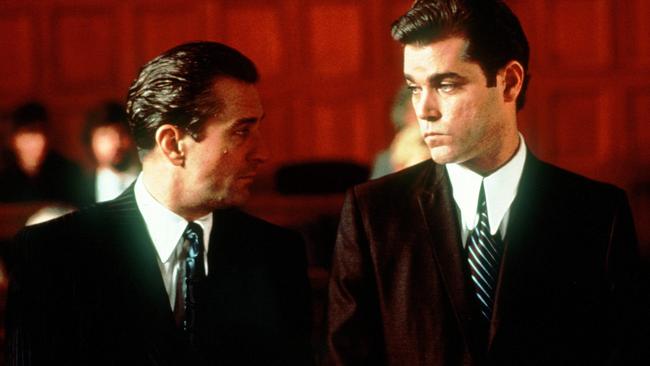 Liotta’s was an instant hit as Henry Hill in <i>The Goodfellas </i>with Robert De Niro (left), widely considered one of the best films of all time. Picture: AP Photo/Warner Bros.