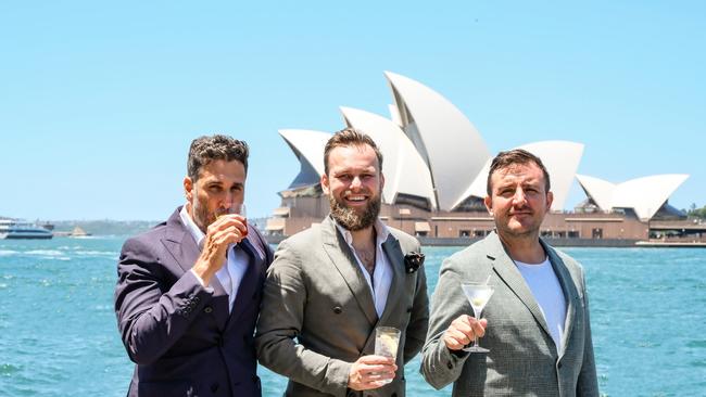 Maybe Group founders Vince Lombardo, Martin Hudak and Stefano Cantino launch the Maybe Cocktail Festival. Picture: Supplied