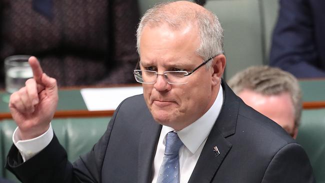 Scott Morrison, in question time yesterday, could still pull off an unlikely victory. Picture Kym Smith