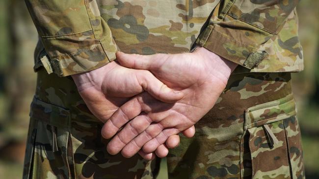 Over 270 Australian Defence Force (ADF) personnel are formally fare welled by family and friends at Robertson Barracks ahead of their upcoming deployment into the Middle East Region on Thursday, August 1, 2019. Picture: KERI MEGELUS