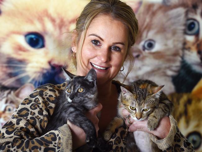 Dandenong Cat Rescue got another life thanks to a grant. Here’s volunteer Nicole Tharle with her two foster kittens Ripley and Honey. 