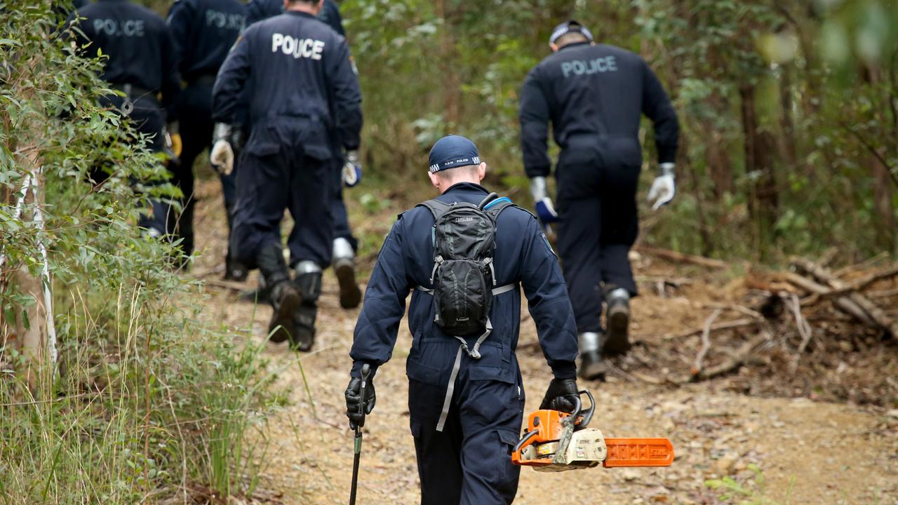 Police search for forensic evidence relating to the disappearance of William Tyrrell in the small town of Kendall on the NSW mid north coast. Picture: Nathan Edwards