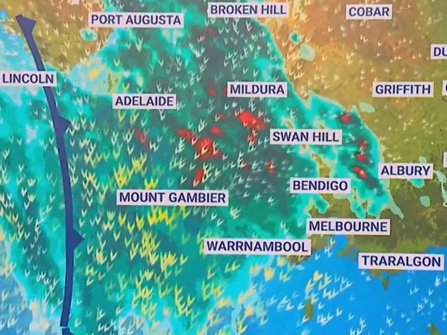 Sky News meteorologist Bradlyn Oakes says there's a severe weather warning for parts of Australia. Picture: Sky News Weather