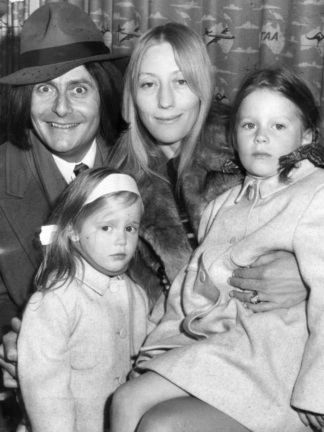 Humphries in 1968 with his then-wife Rosalind, and daughters Emily (bottom left) and Tessa.