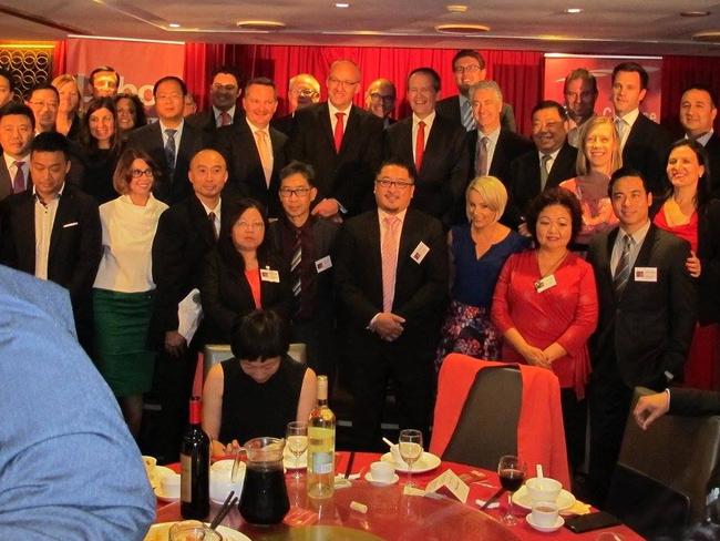 The Chinese Friends of Labor fundraising dinner in March 2015 was attende by (L-R) Huang Xiangmo on left of Chris Bowen, Luke Foley, Labor leader Bill Shorten, Adam Searle and Ernest Wong. Picture: Facebook