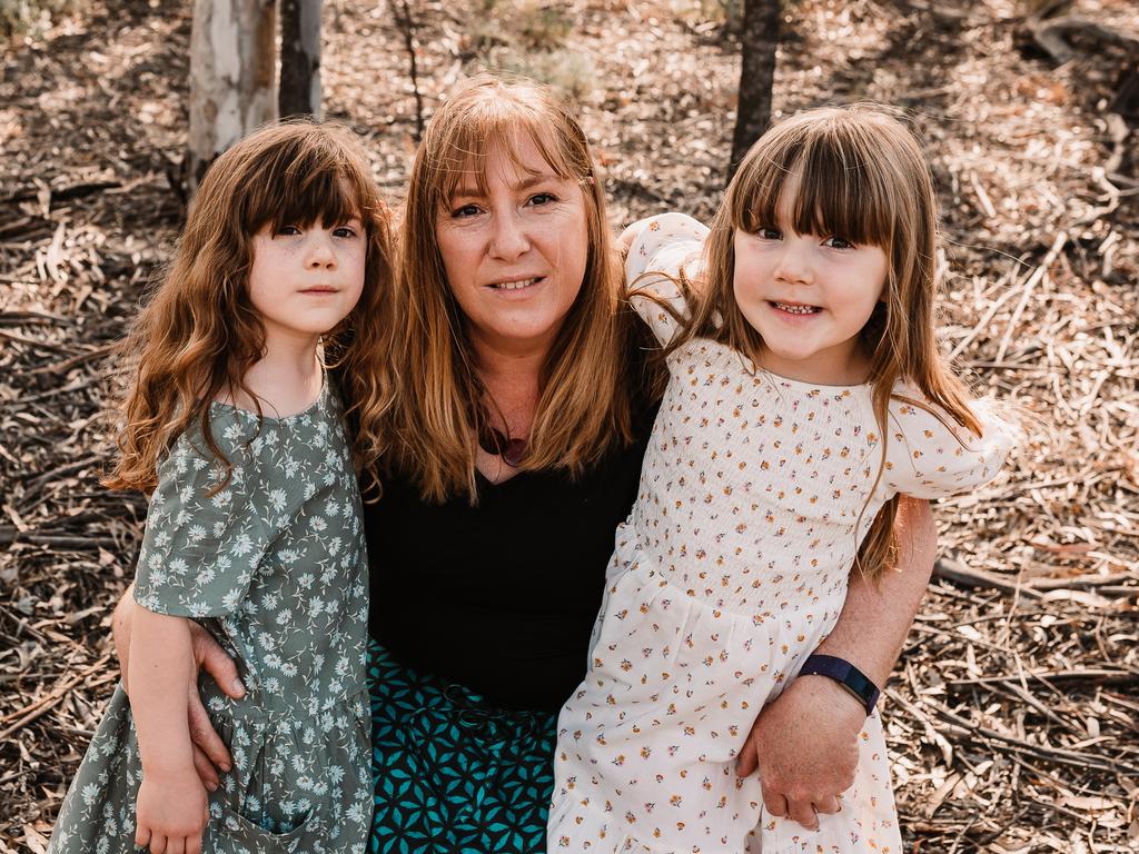 Kirrily with her twin girls Aleeia and Myah who were born in 2015. Picture: Supplied