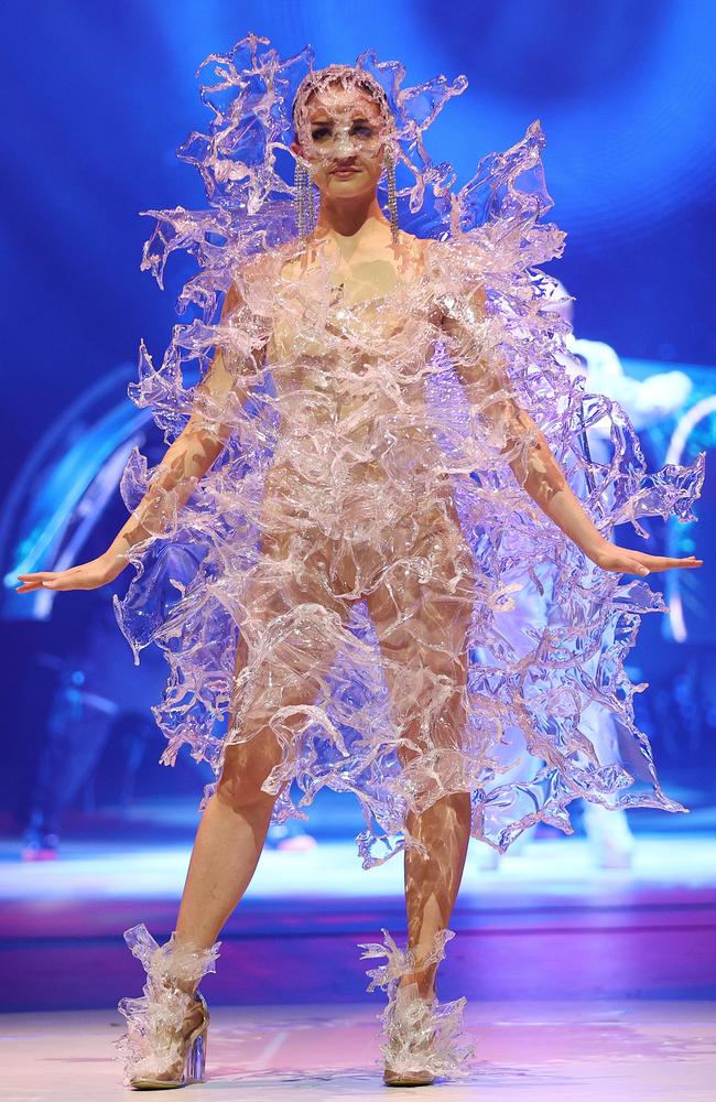 ‘Tears Unseen’ by Carena West from New Zealand was the winner of the Sustainability Award. Picture: Hagen Hopkins/Getty Images for World of WearableArt