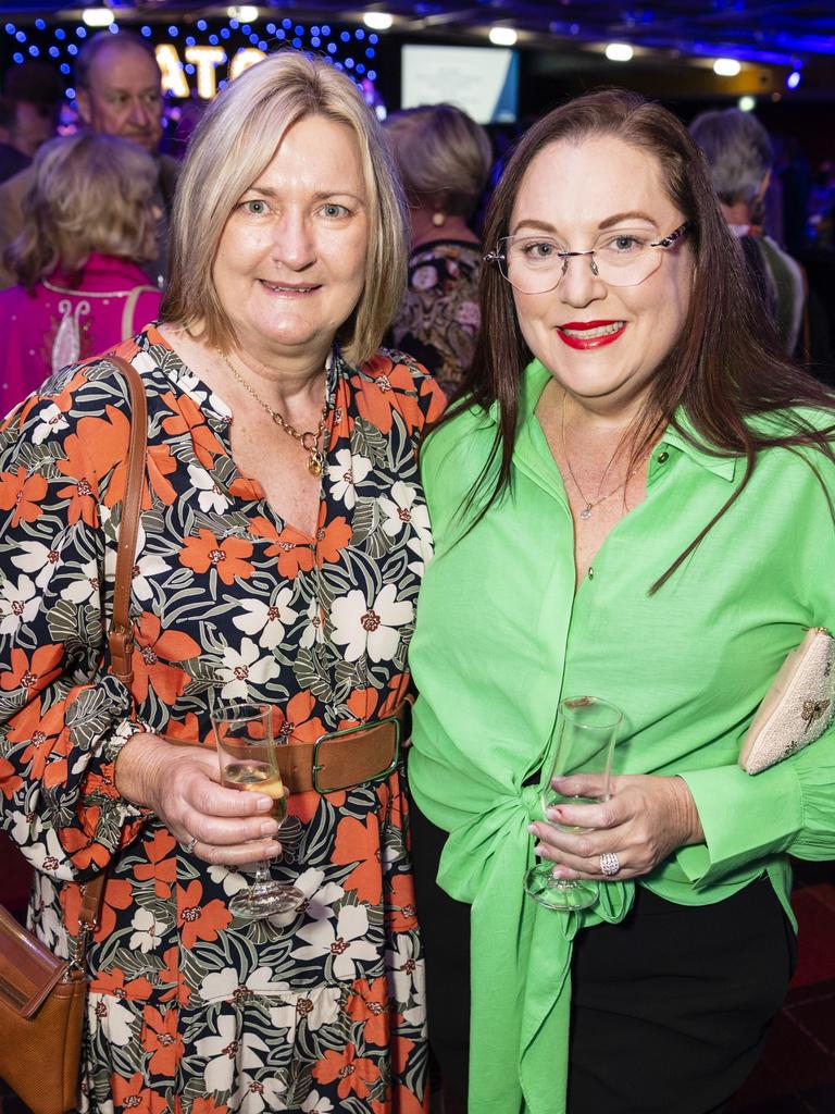 Meryl Manteufel (left) and Donna James at the Toowoomba Hospital Foundations Legends at their Game luncheon at Rumours International, Friday, May 5, 2023. Picture: Kevin Farmer