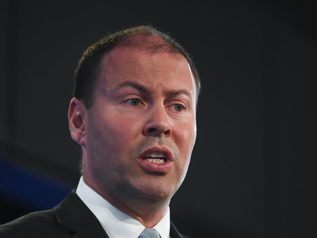 Australian Energy Minister Josh Frydenberg delivers his address to the National Press Club in Canberra, Wednesday, April 11, 2018. (AAP Image/Lukas Coch) NO ARCHIVING