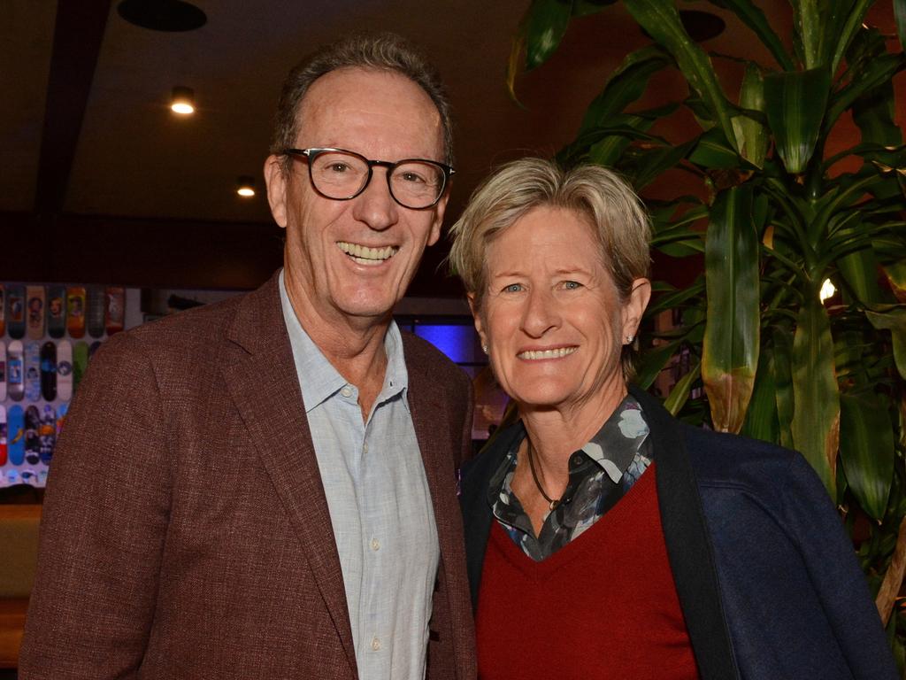 Tony Hickey and Airlie Maclachlan at the 2021 Bleach Festival program launch at Burleigh Brewing. Picture: Regina King.