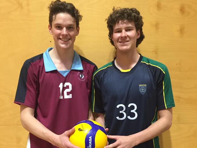 Open Honours boys captains D’Artagnan Potts (Heathfield) and Rory Hart (Brighton). Picture: supplied, Volleyball SA.