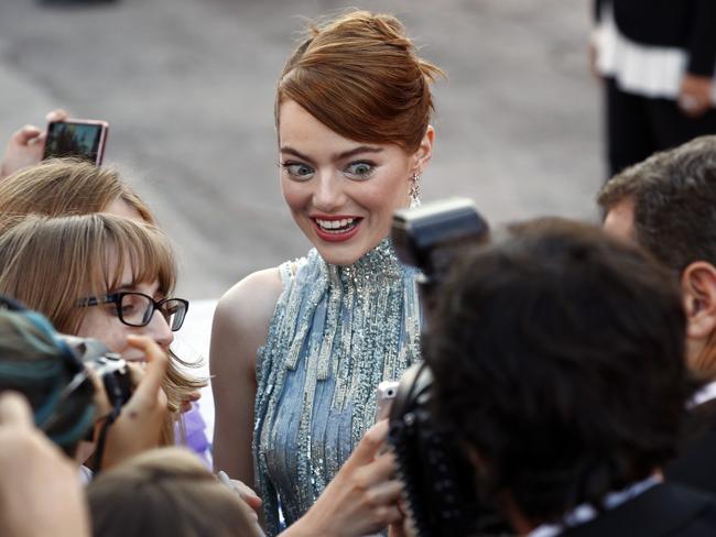 Emma Stone attends the opening ceremony and premiere of ‘La La Land’ during the 73rd Venice Film Festival at Sala Grande on August 31, 2016 in Venice, Italy. Picture: Getty