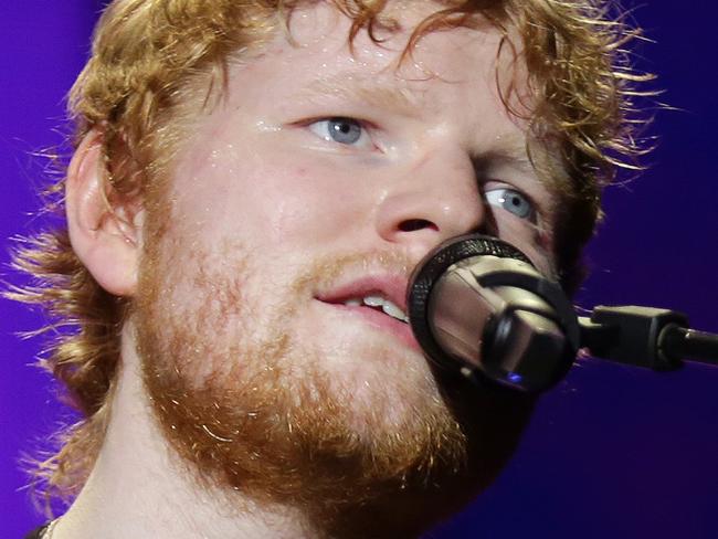 Pictured is artist Ed Sheeran performing at his concert on the Thursday 15th of March at ANZ Stadium at Sydney Olympic Park.Picture: Christian Gilles